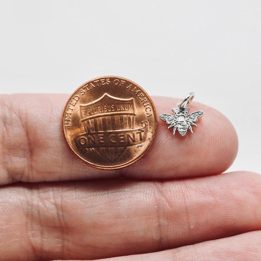 Honeybee Dangle Charm Bee Pendant Jewelry Supplies Nature Insect Accent Sterling Silver Findings