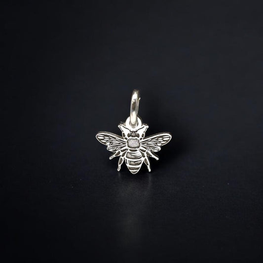 Sterling Silver Honey Bee Dangle Charm • Bee Pendant Jewelry Supplies • Nature Insect Accent • Sterling Silver Findings