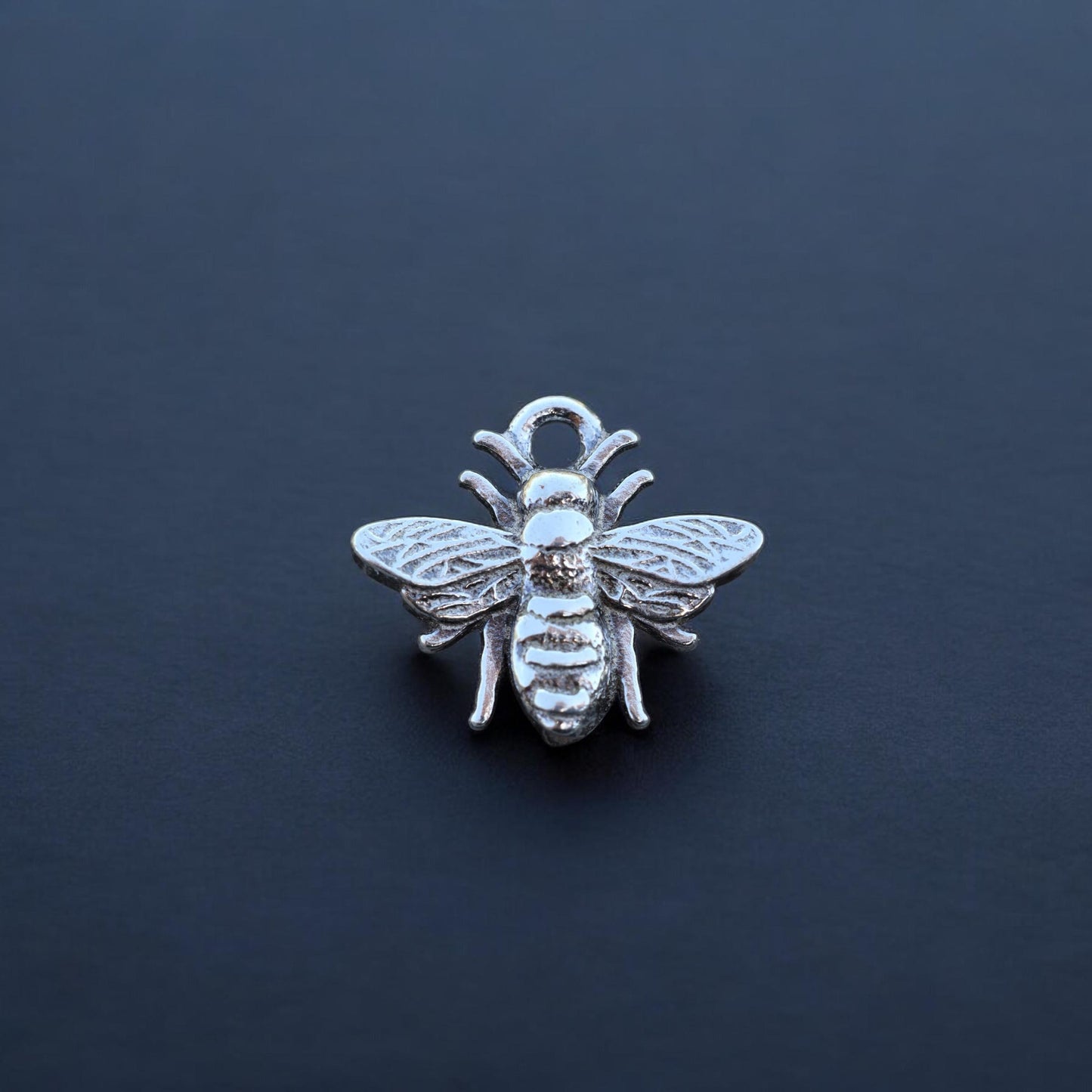 Honey Bee Double Sided Jewelry Charm in Sterling Silver - DIY Jewelry Components - Bracelet Necklace Earrings Permanent Jewelry