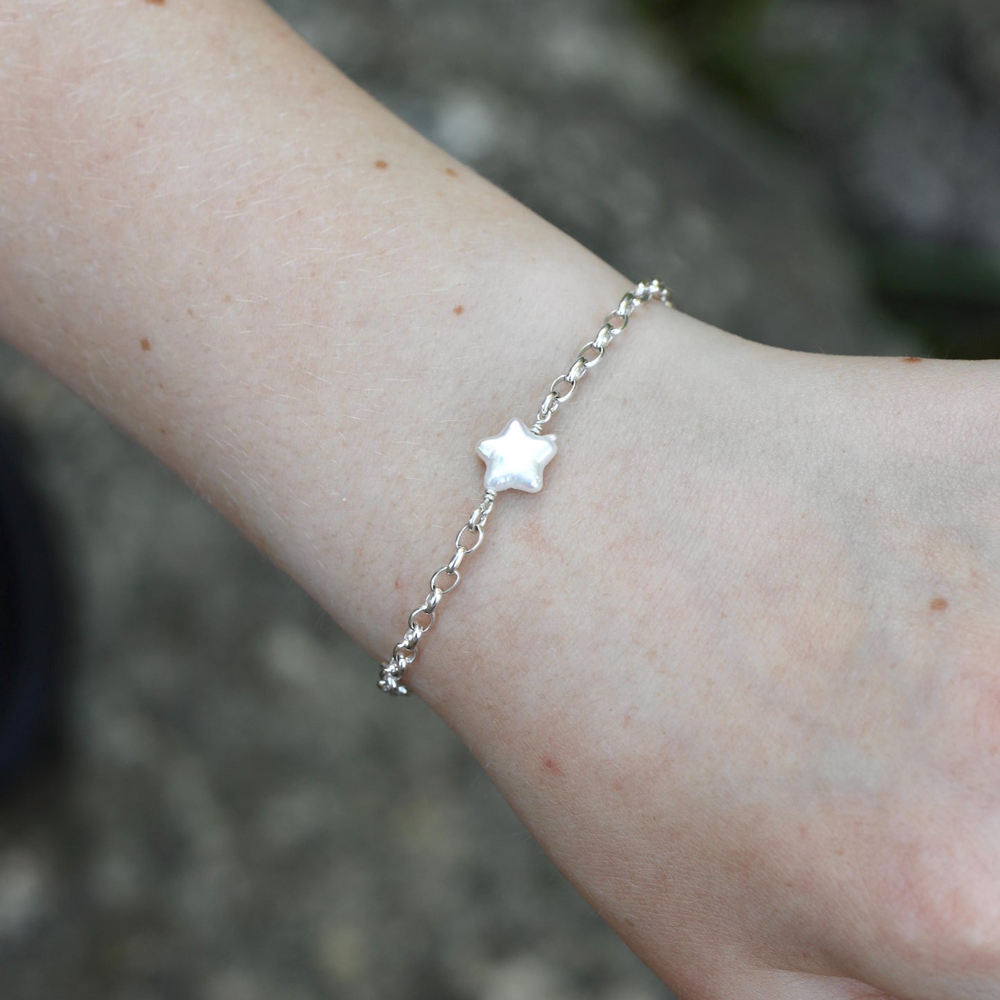Freshwater Pearl Star Connector – Sterling Silver or Gold Filled Permanent Jewelry Link, Artisan Pearl Connector for Bracelets & Necklaces