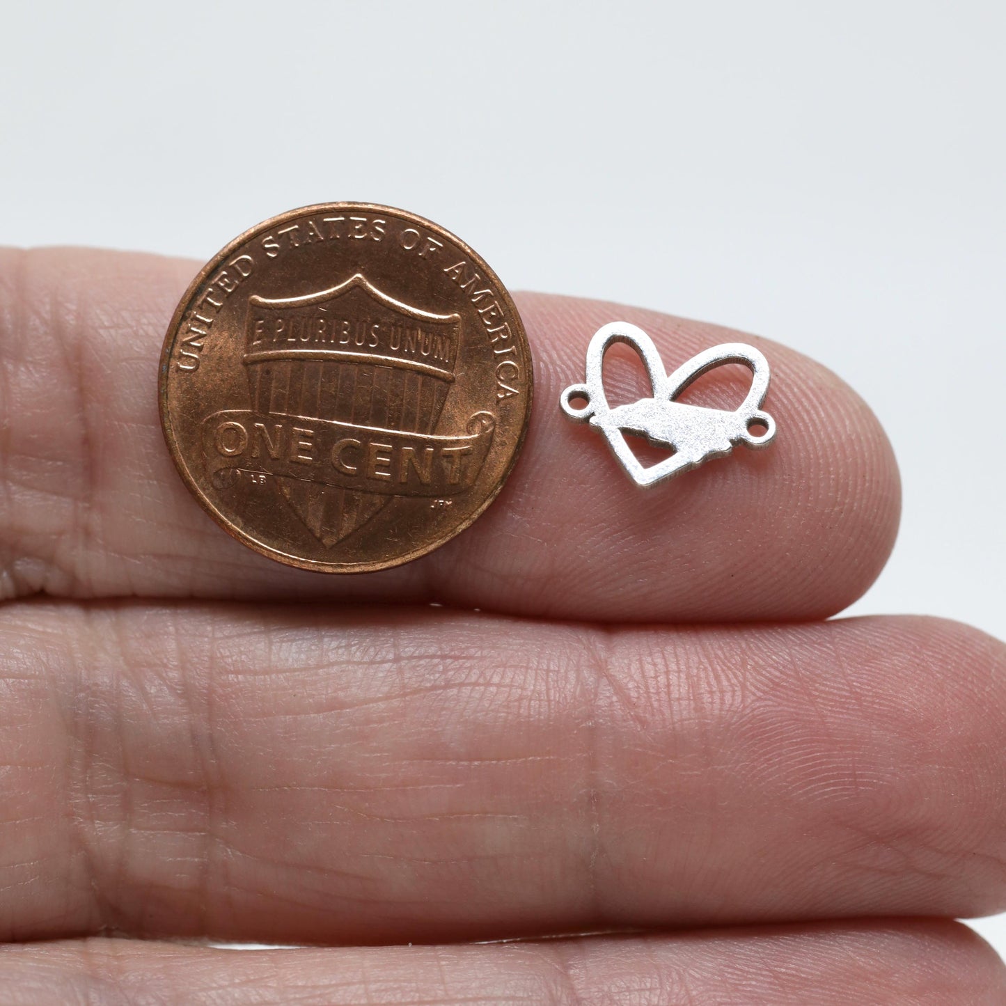 North Carolina State Heart Silhouette Sterling Silver Connector Charm or Bracelet – Permanent Jewelry