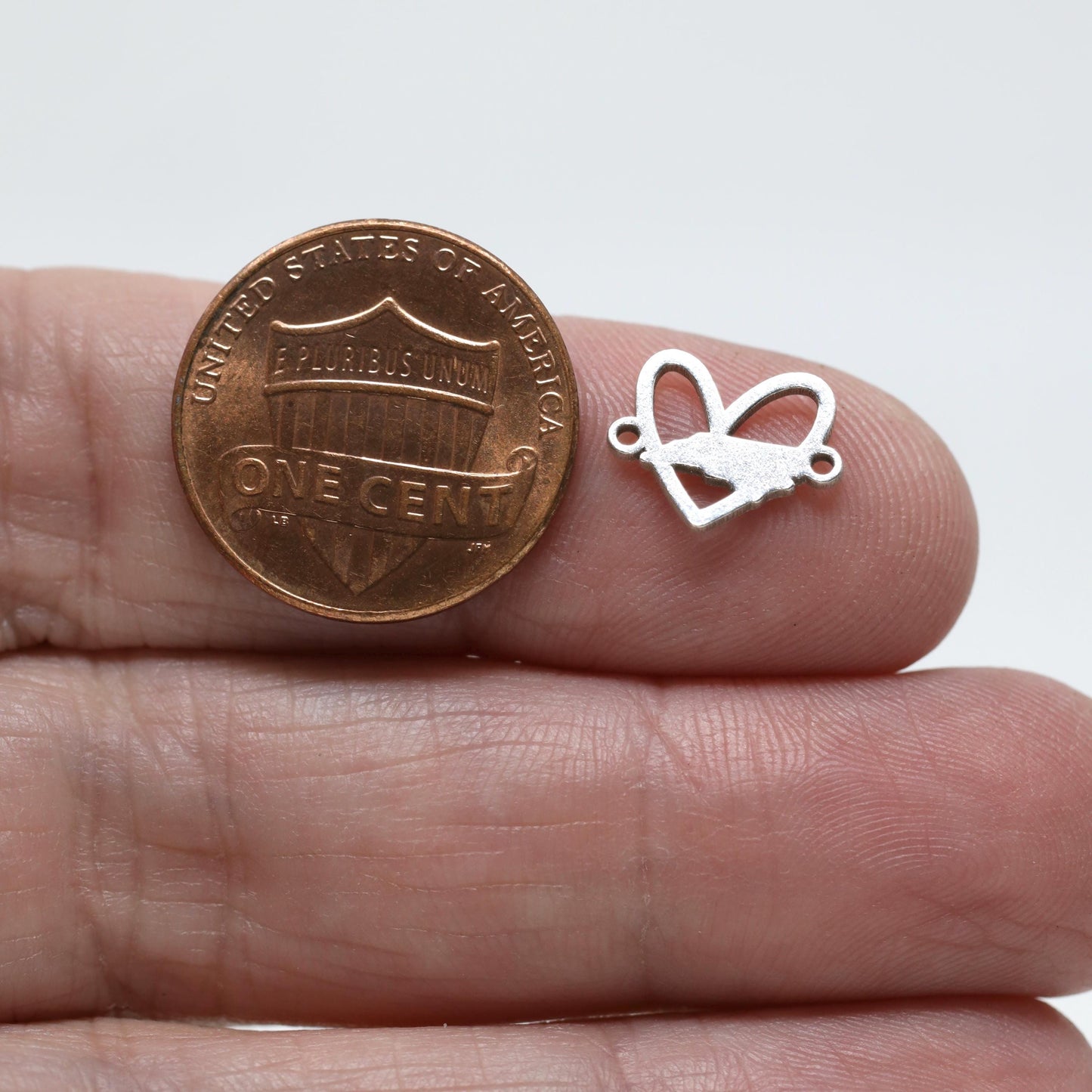North Carolina Heart Connector Charm State Love Jewelry Supplies NC Pendant Link Sterling Silver Findings