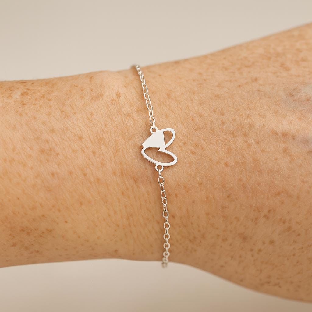 Louisiana Love Heart Silhouette Sterling Silver Connector Charm or Bracelet – Permanent Jewelry