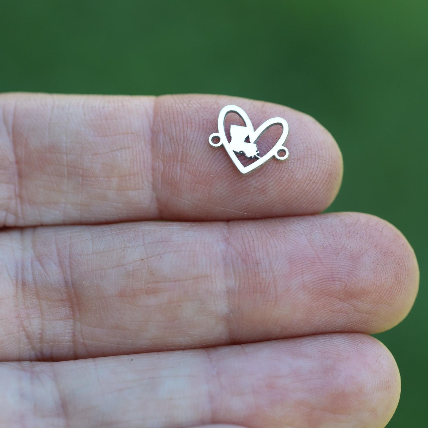 Louisiana Love Heart Silhouette Sterling Silver Connector Charm or Bracelet – Permanent Jewelry