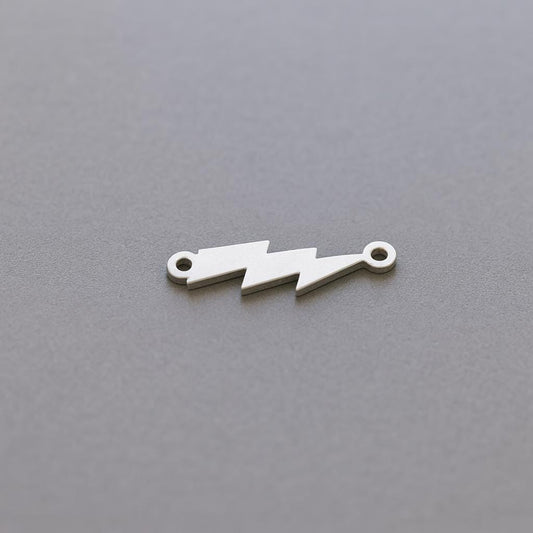 Lightning Bolt Connector Charm in Sterling Silver – Bold Symbol for Permanent Jewelry, Bracelets, Necklaces