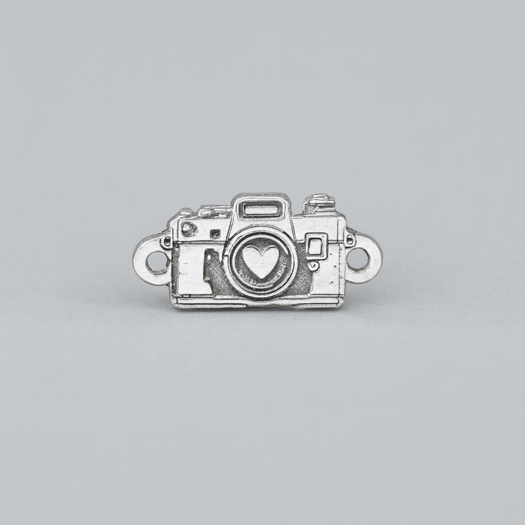 Camera Connector Charm in Sterling Silver – Heart Lens Charm for Jewelry Making & Photography Gifts - Permanent Jewelry