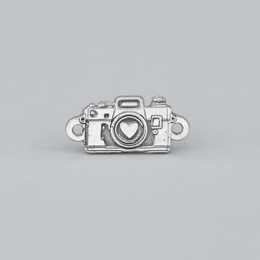 Camera Connector Charm in Sterling Silver – Heart Lens Charm for Jewelry Making & Photography Gifts - Permanent Jewelry