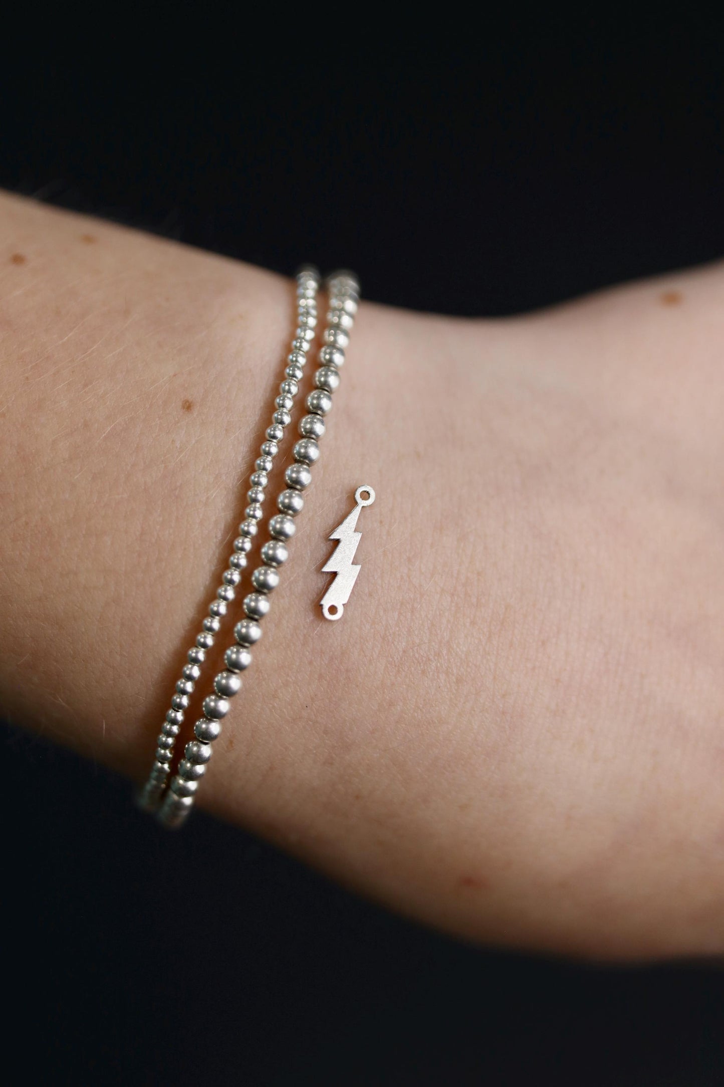 Lightning Bolt Connector Charm in Sterling Silver – Bold Symbol for Permanent Jewelry, Bracelets, Necklaces