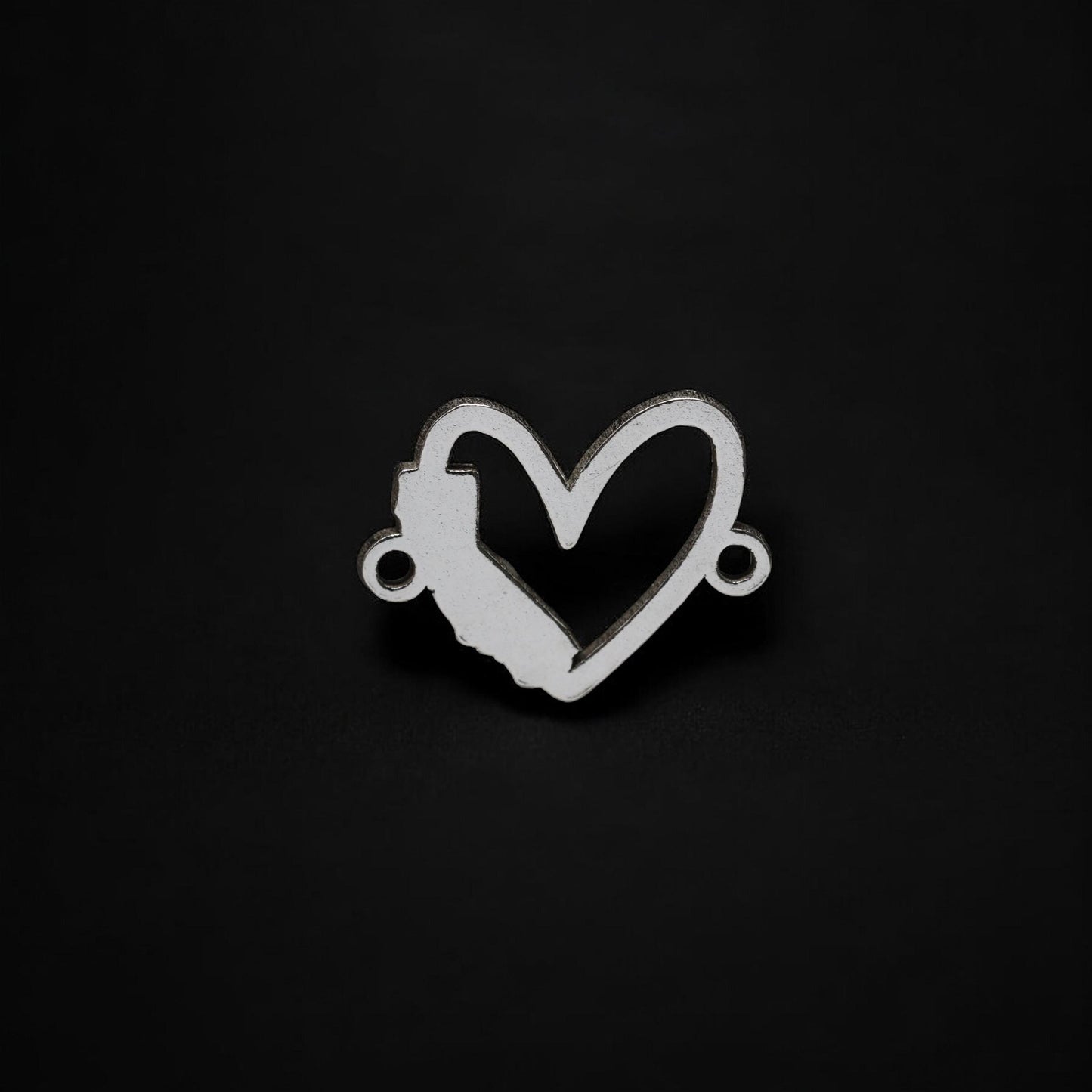 California State Heart Silhouette Sterling Silver Connector Charm or Bracelet - Permanent Jewelry Charm