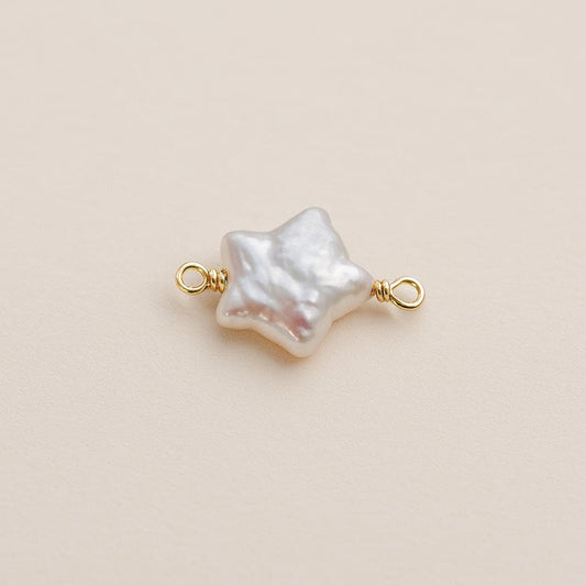 Freshwater Pearl Star Connector – Sterling Silver or Gold Filled Permanent Jewelry Link, Artisan Pearl Connector for Bracelets & Necklaces