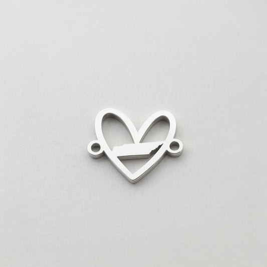 Tennessee State Heart Silhouette Sterling Silver Connector Charm or Bracelet  – Permanent Jewelry
