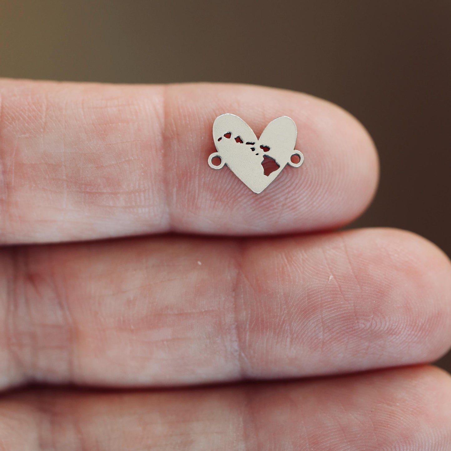 Hawaii Heart Connector Charm State Love Sterling Silver Jewelry Findings