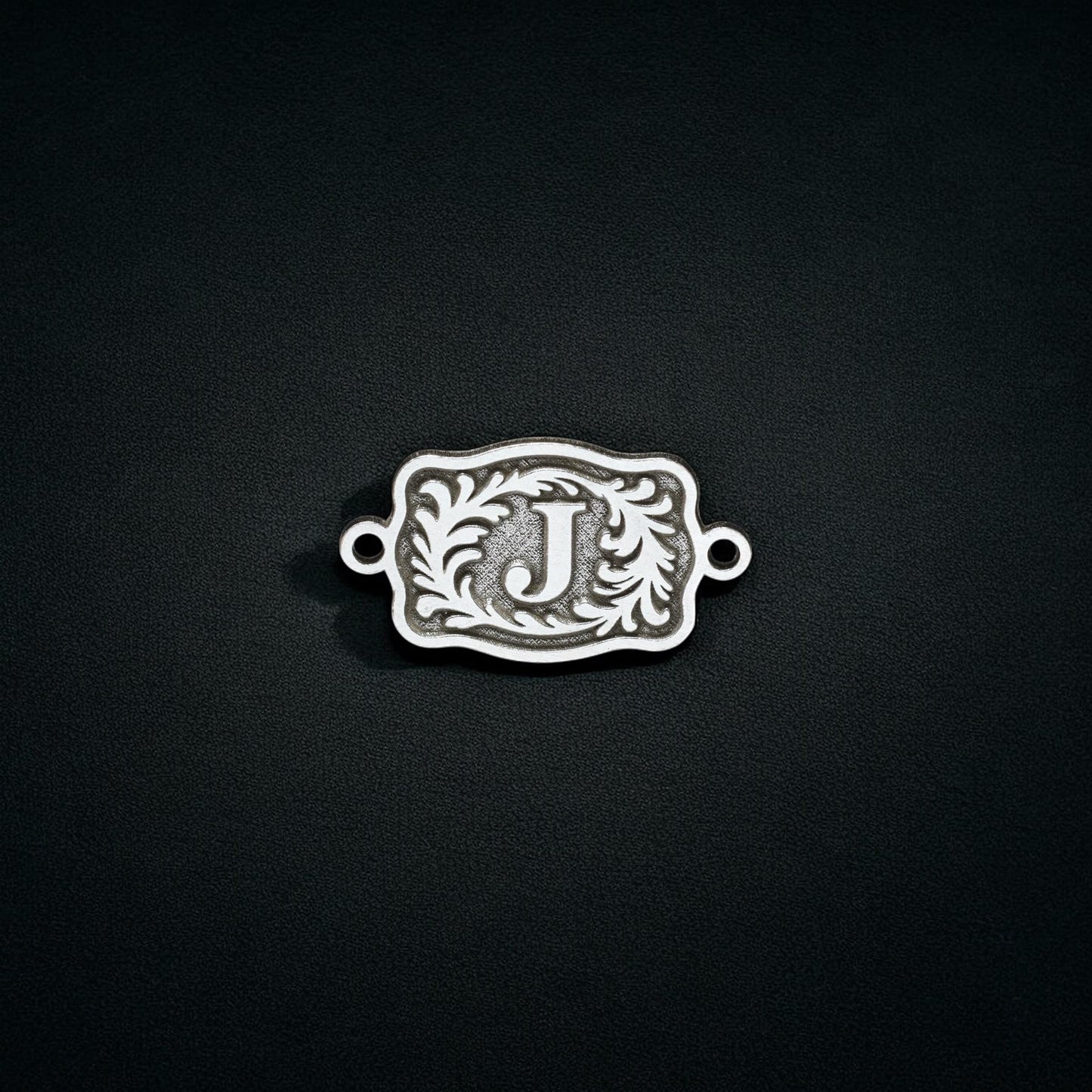 Personalized Western Initial Charm – Sterling Silver Belt Buckle charm, Permanent Jewelry Connector, Custom Letter Charm