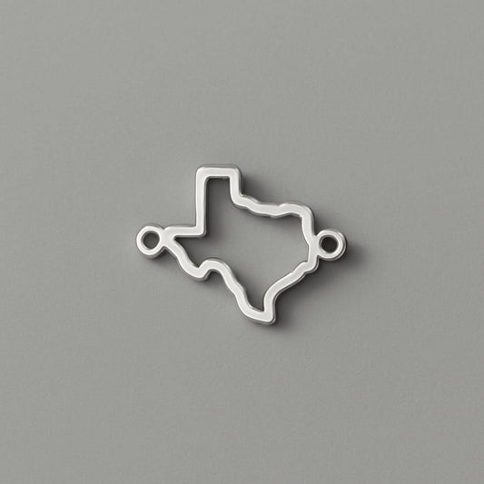 Texas Outline Connector in Sterling Silver – State Pride Charm for Jewelry Making & Permanent Bracelets