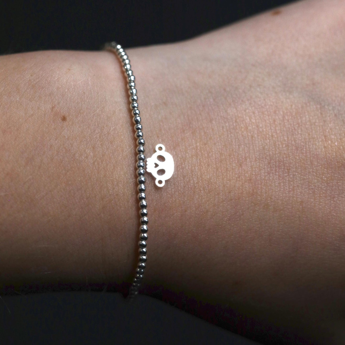 Sterling Silver Skull Silhouette Connector Charm Halloween Jewelry Supplies Gothic Pendant Link Sterling Silver Findings