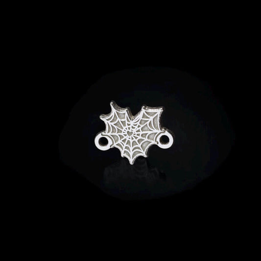 Sterling Silver Spiderweb Heart Charm • Halloween Connector Pendant • Gothic Jewelry Findings • Spooky Heart Necklace Link