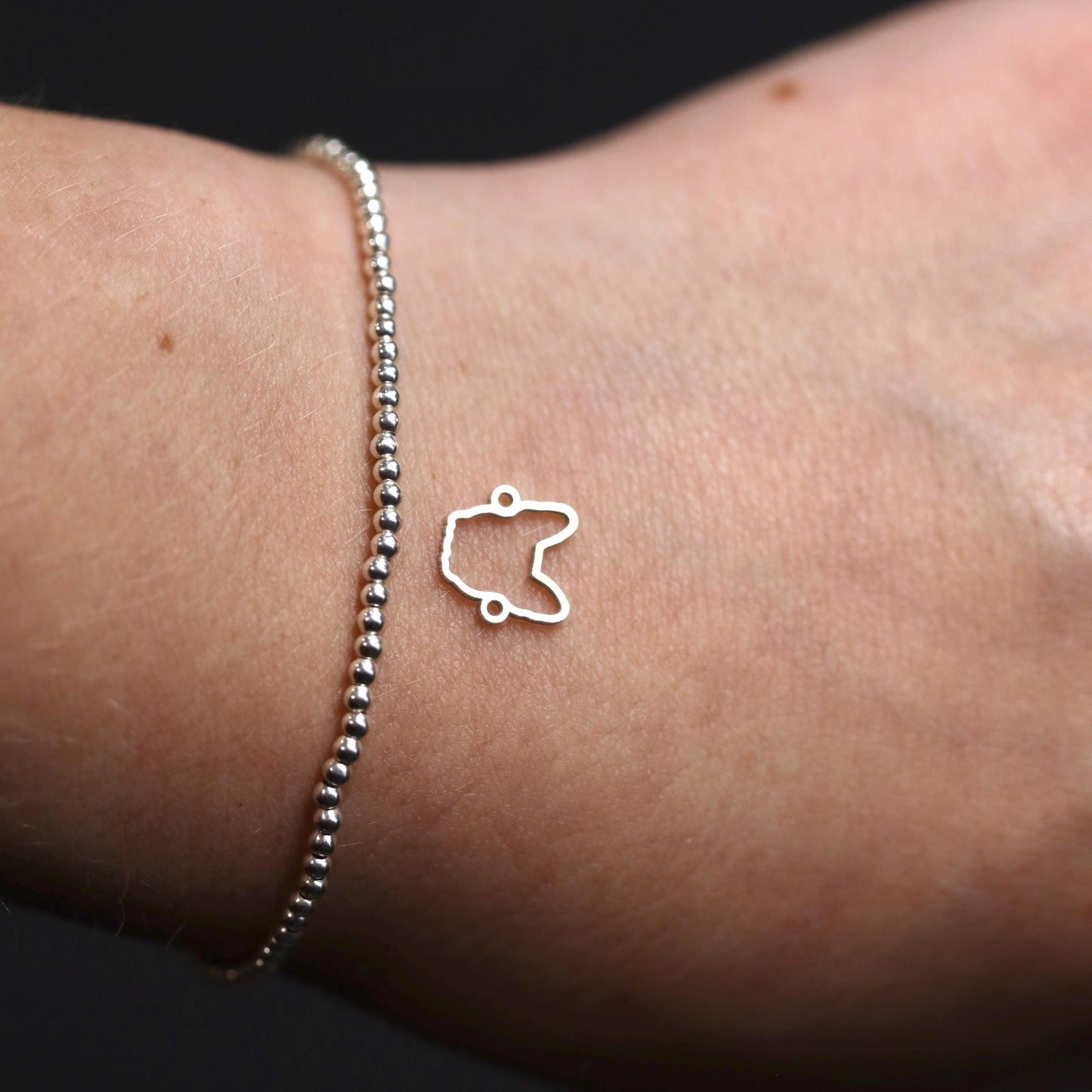 Sterling Silver French Bulldog Connector • Dog Jewelry Supplies • Frenchie Head Cutout Charm Pendant • Sterling Silver Findings