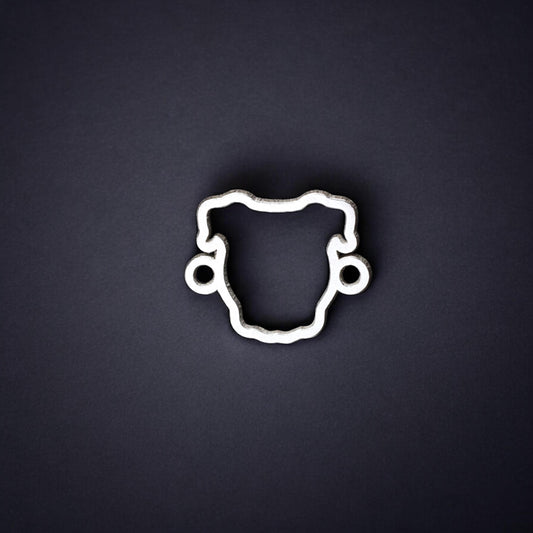 Sterling Silver Bulldog Connector • Dog Jewelry Supplies • Bulldog Head Cutout Charm Pendant • Sterling Silver Findings