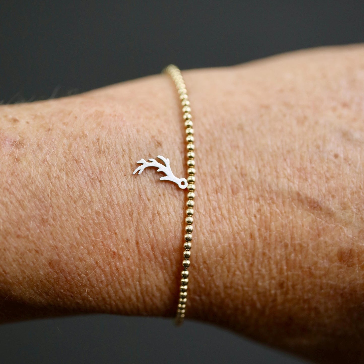 Sterling Silver Antler Dangle Charm • Deer Antler Jewelry Supplies • Rustic Pendant Connector • Sterling Silver Findings