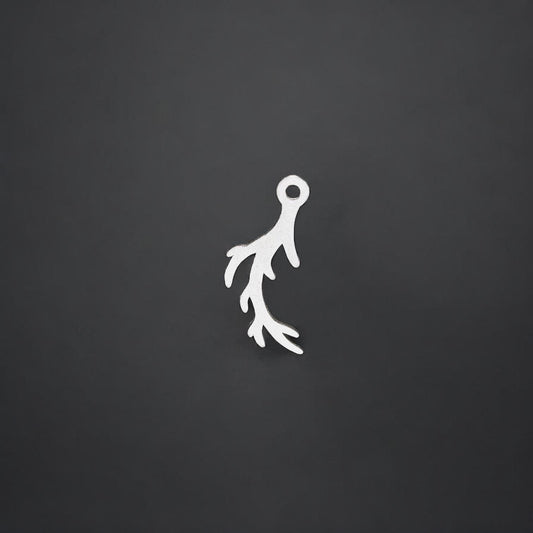Sterling Silver Antler Dangle Charm • Deer Antler Jewelry Supplies • Rustic Pendant Connector • Sterling Silver Findings