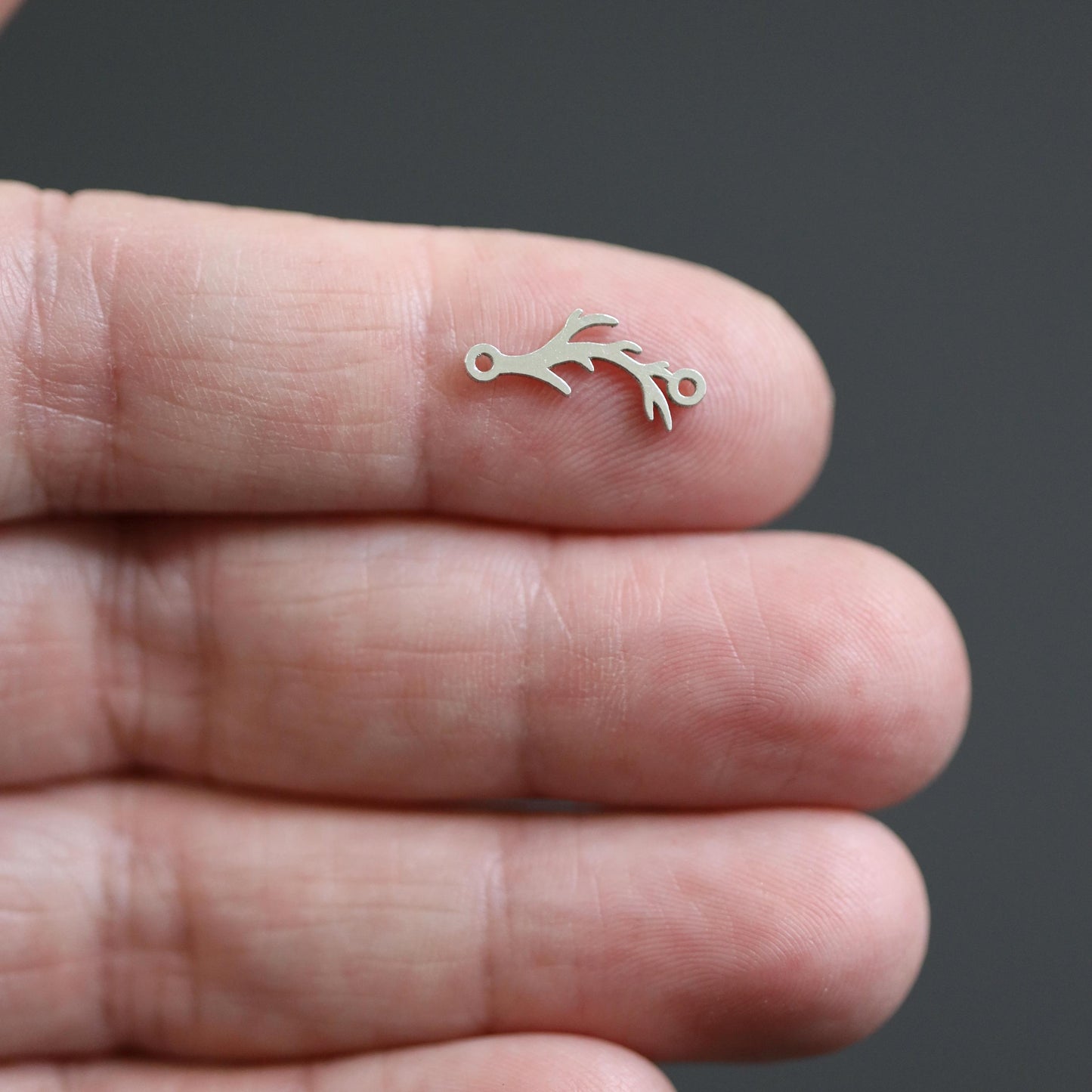 Sterling Silver Deer Antler Connector • Rustic Jewelry Supplies • Antler Pendant Charm • Sterling Silver Necklace Findings
