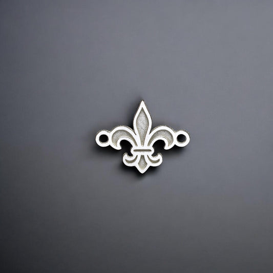 Sterling Silver Fleur De Lis Connector • French Symbol Jewelry Supplies • Charm Pendant Link • Sterling Silver Findings