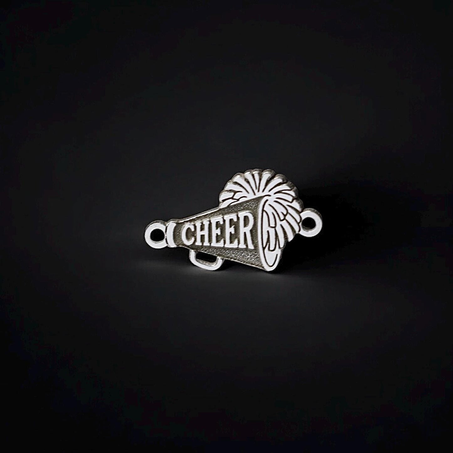 Sterling Silver Cheer Connector Charm • Cheerleading Jewelry Supplies • Pom Pom Spirit Pendant • Sterling Silver Findings