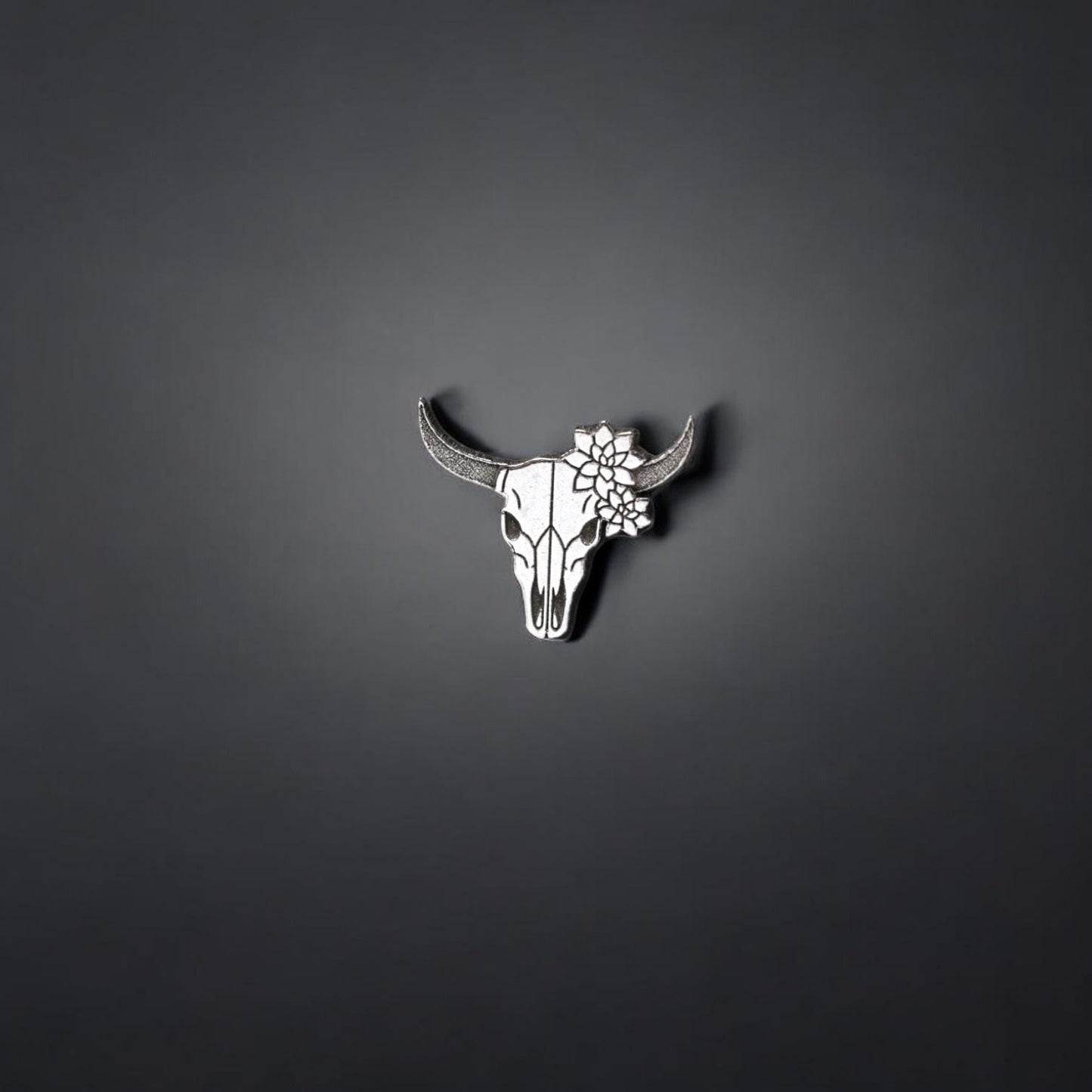 Sterling Silver Longhorn Skull with Succulents Charm • Solderable Jewelry Embellishment • Gothic Accent Component • Sterling Silver Findings