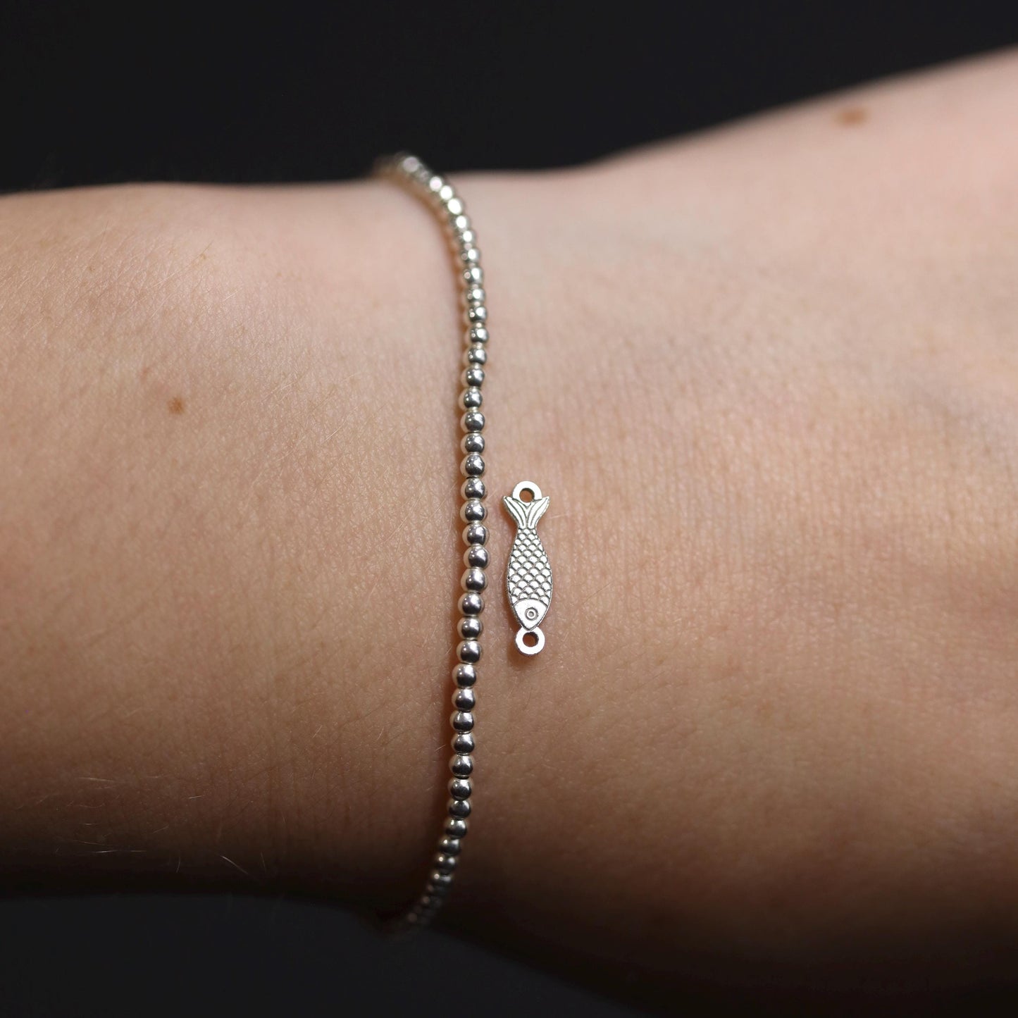 Sterling Silver Fish Connector Charm • Fishing Jewelry Supplies • Ocean Pendant Link • Sterling Silver Findings