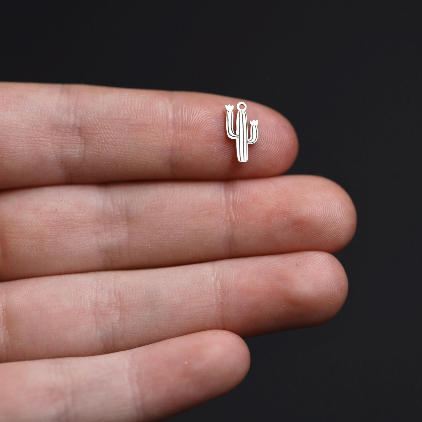 Sterling Silver Saguaro Cactus Charm • Desert Dangle Pendant • Southwestern Jewelry Supplies • Sterling Silver Findings