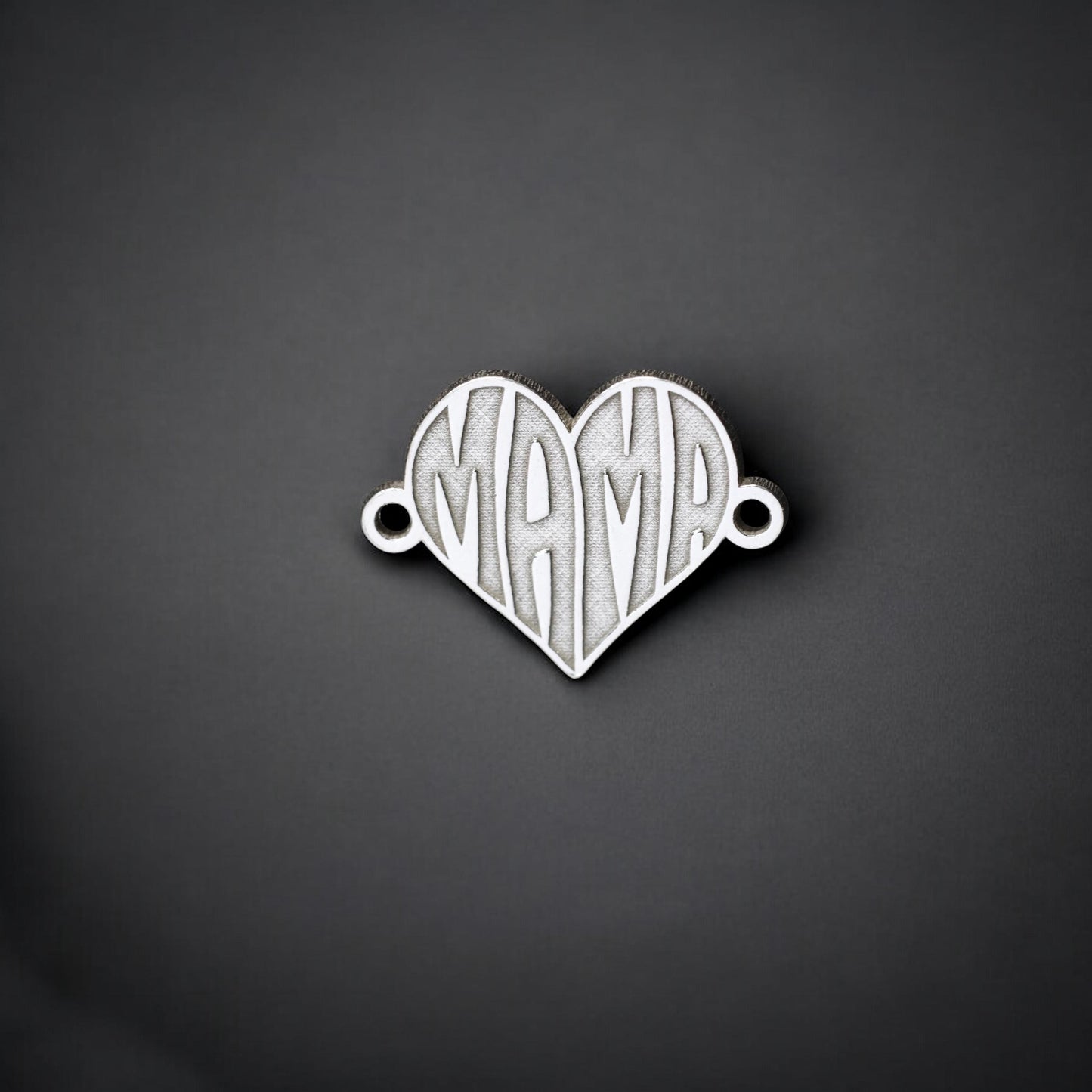 Sterling Silver Mama Heart Connector Charm • Mother Jewelry Supplies • Mom Pendant Link • Sterling Silver Findings