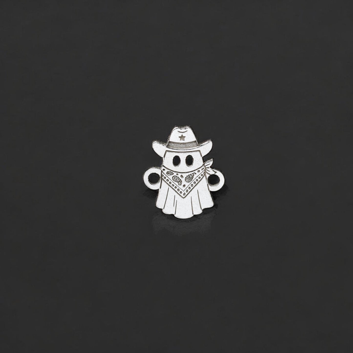 Sterling Silver Sheriff Cowboy Ghost Connector Charm • Halloween Jewelry Supplies • Spooky Pendant Link • Sterling Silver or 14k Gold Filled