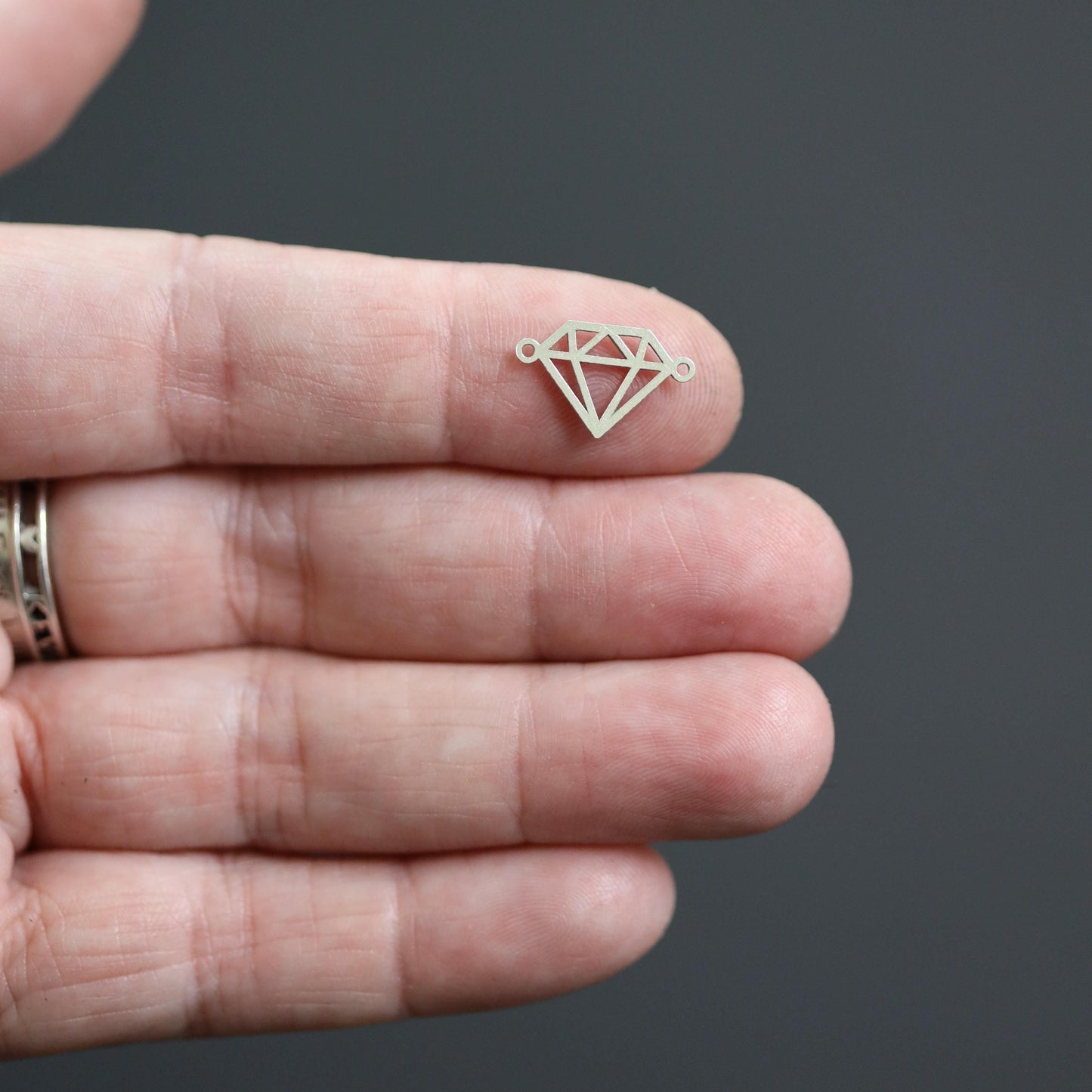 Sterling Silver Diamond Cutout Connector Charm • Geometric Pendant Link • Modern Jewelry Supplies • Sterling Silver Findings