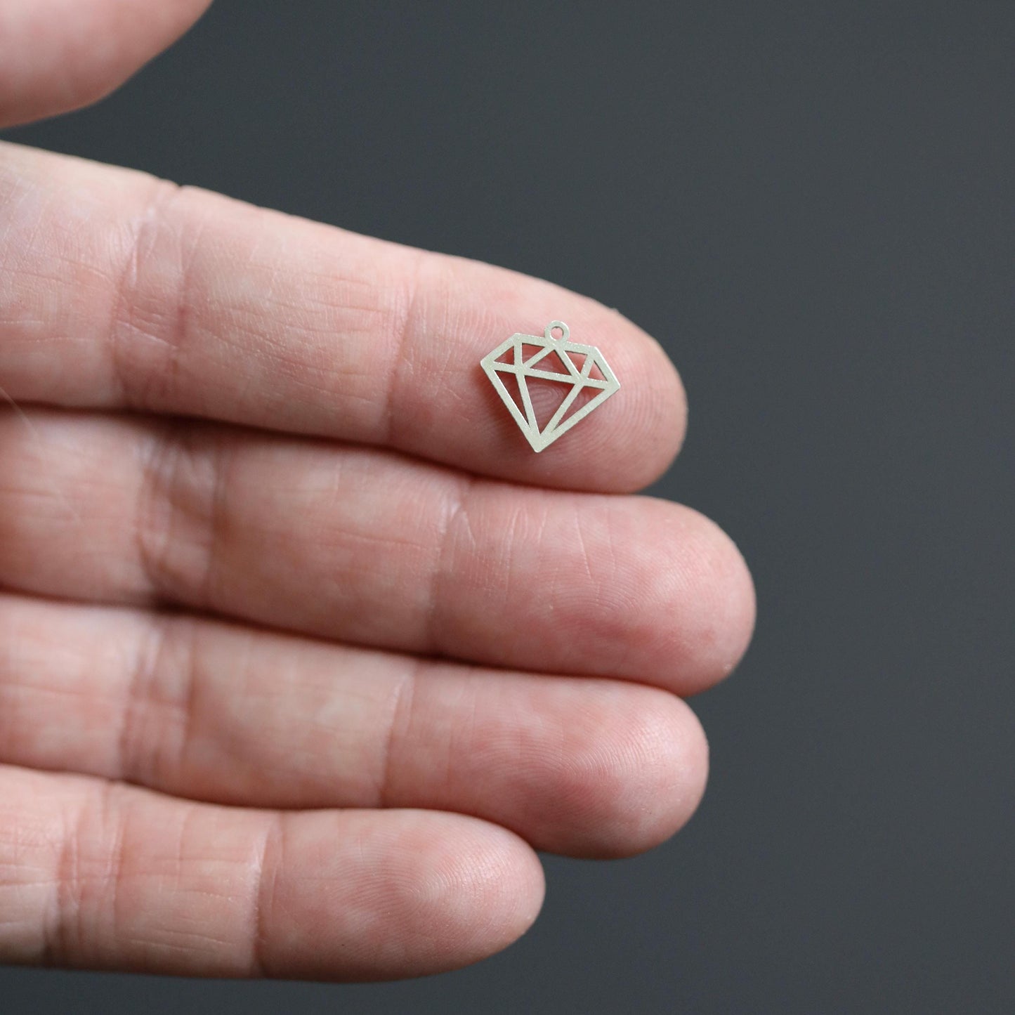 Sterling Silver Diamond Cutout Dangle Charm • Geometric Pendant Jewelry Supplies • Modern Accent • Sterling Silver Findings