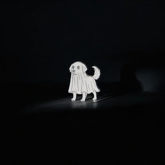 Sterling Silver Ghost Dog Accent Charm • Solderable Embellishment • Halloween Jewelry Supply • Spooky DIY Detail