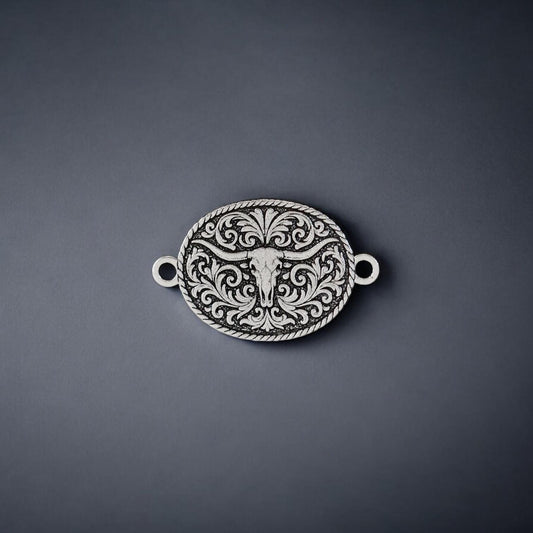 Sterling Silver Longhorn Belt Buckle Connector • Western Charm • Cowboy Jewelry Supply • Country DIY Jewelry