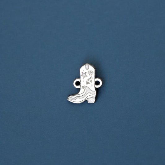 Sterling Silver Coastal Cowgirl Boot Connector • Wave and Shell Western Connector  • Summer Jewelry Supplies • Sterling Pendant Findings