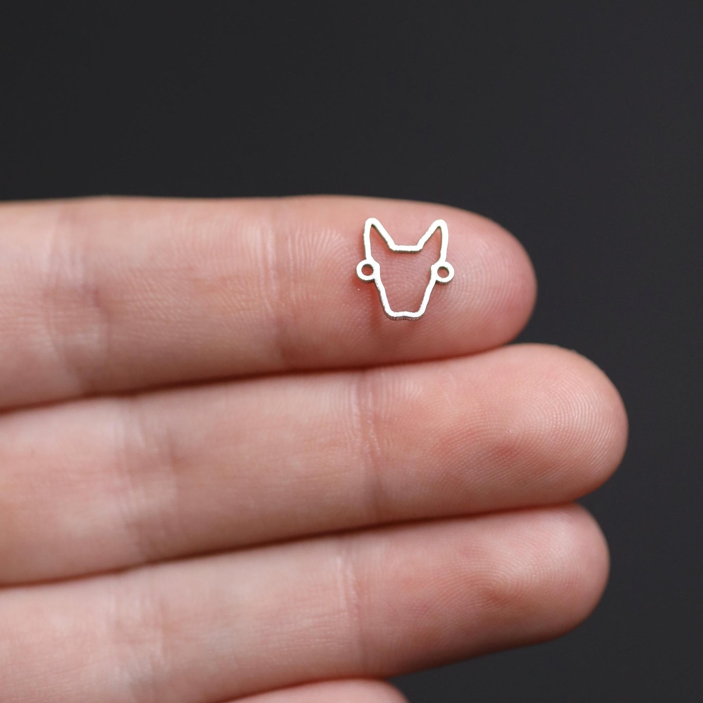 Bull Terrier Connector Charm Dog Jewelry Supplies Bull Terrier Head Cutout Charm Pendant Sterling Silver Findings