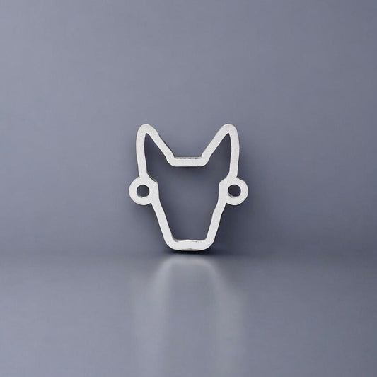 Sterling Silver Bull Terrier Connector • Dog Jewelry Supplies • Bull Terrier Head Cutout Charm Pendant • Sterling Silver Findings