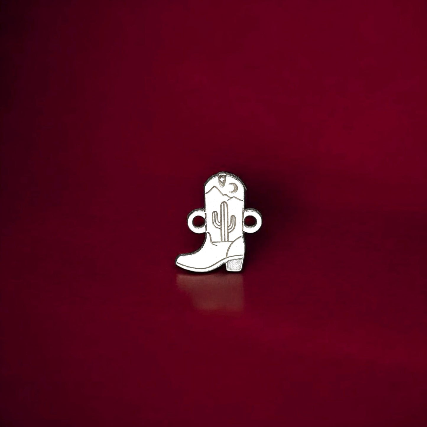 Sterling Silver Desert Cowboy/Cowgirl Boot Connector • Western Jewelry Supplies • Cactus and Moon Charm Pendant • Western Sterling Findings