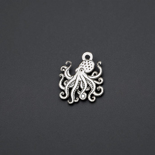 Sterling Silver Octopus Dangle Charm • Ocean Connector • Sea Life Jewelry Supply • Nautical DIY Jewelry