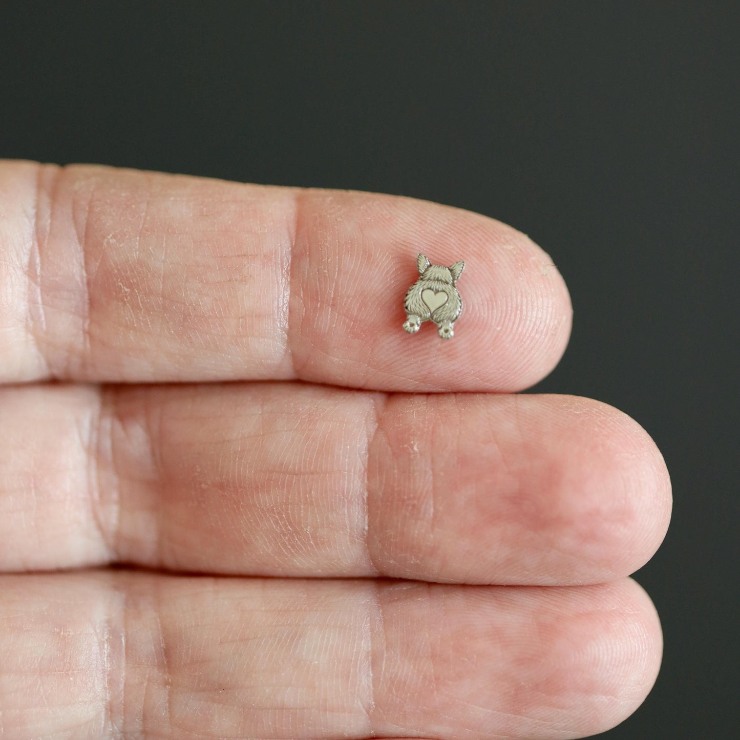 Sterling Silver Corgi Butt Accent Charm • Solderable Embellishment • Dog Jewelry Supply • Pet DIY Jewelry