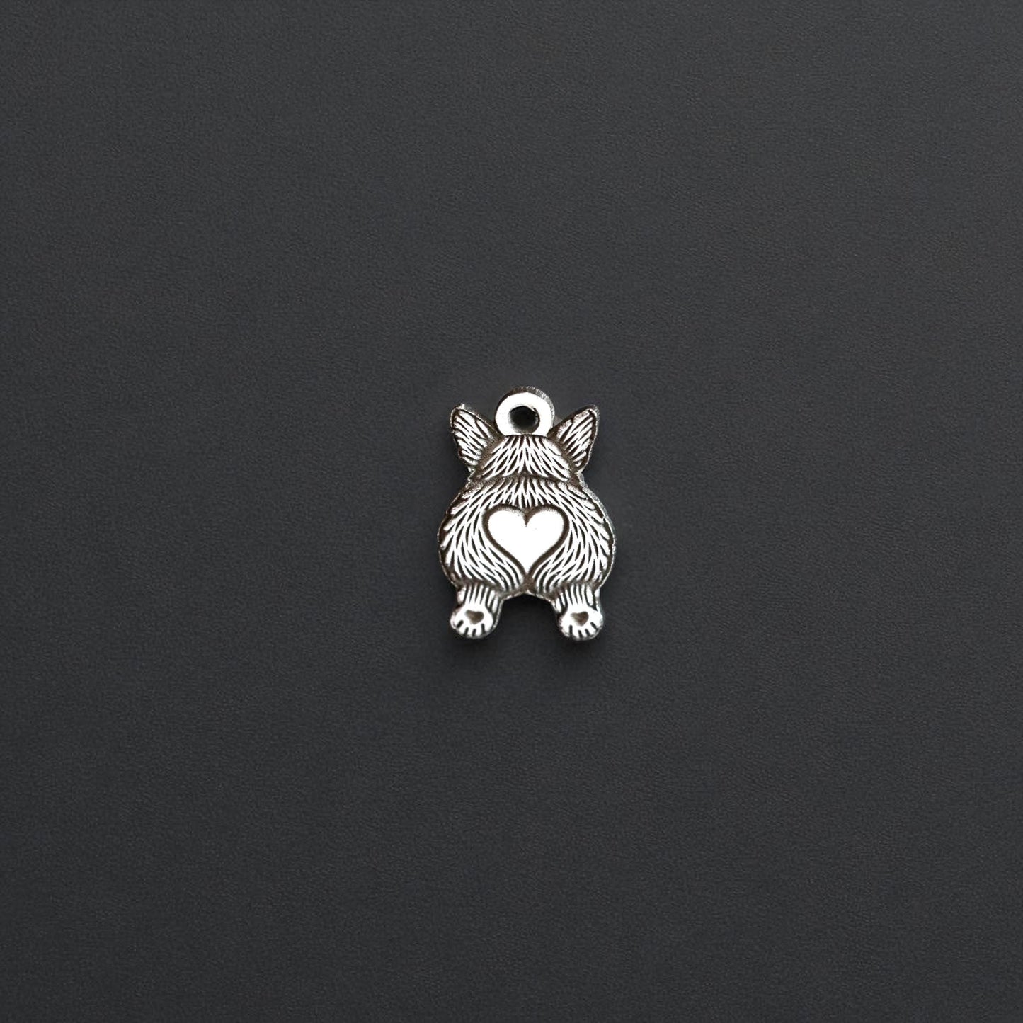 Sterling Silver Corgi Butt Dangle Charm Dog Jewelry Supply Pet Lover Charm Funny DIY Jewelry