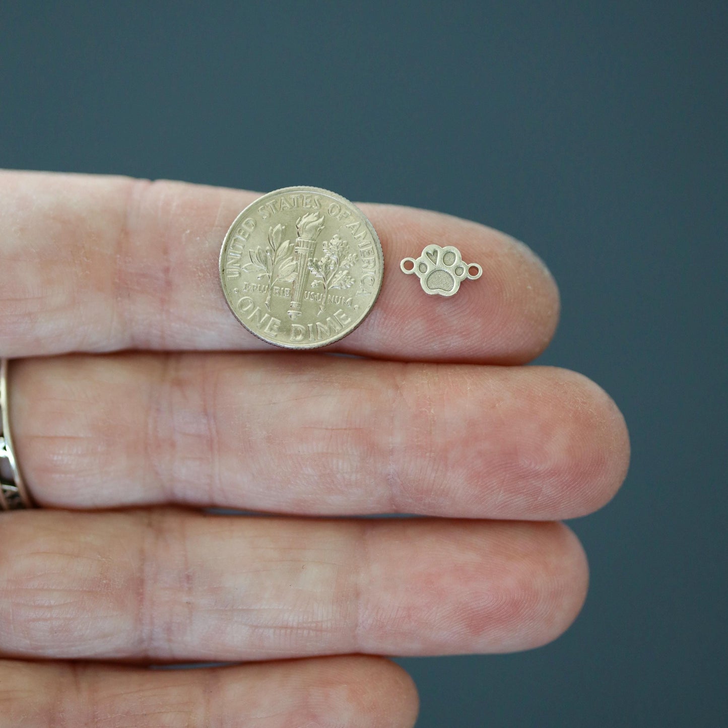 Sterling Silver Paw Heart Connector Charm Pet Jewelry Supplies Animal Lover Pendant Link Sterling Silver Findings