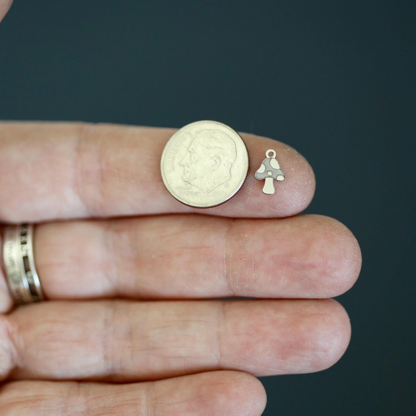 Sterling Silver Mushroom Cartoon Dangle Charm • Whimsical Jewelry Supply • Cute Nature Charm • DIY Necklace or Bracelet