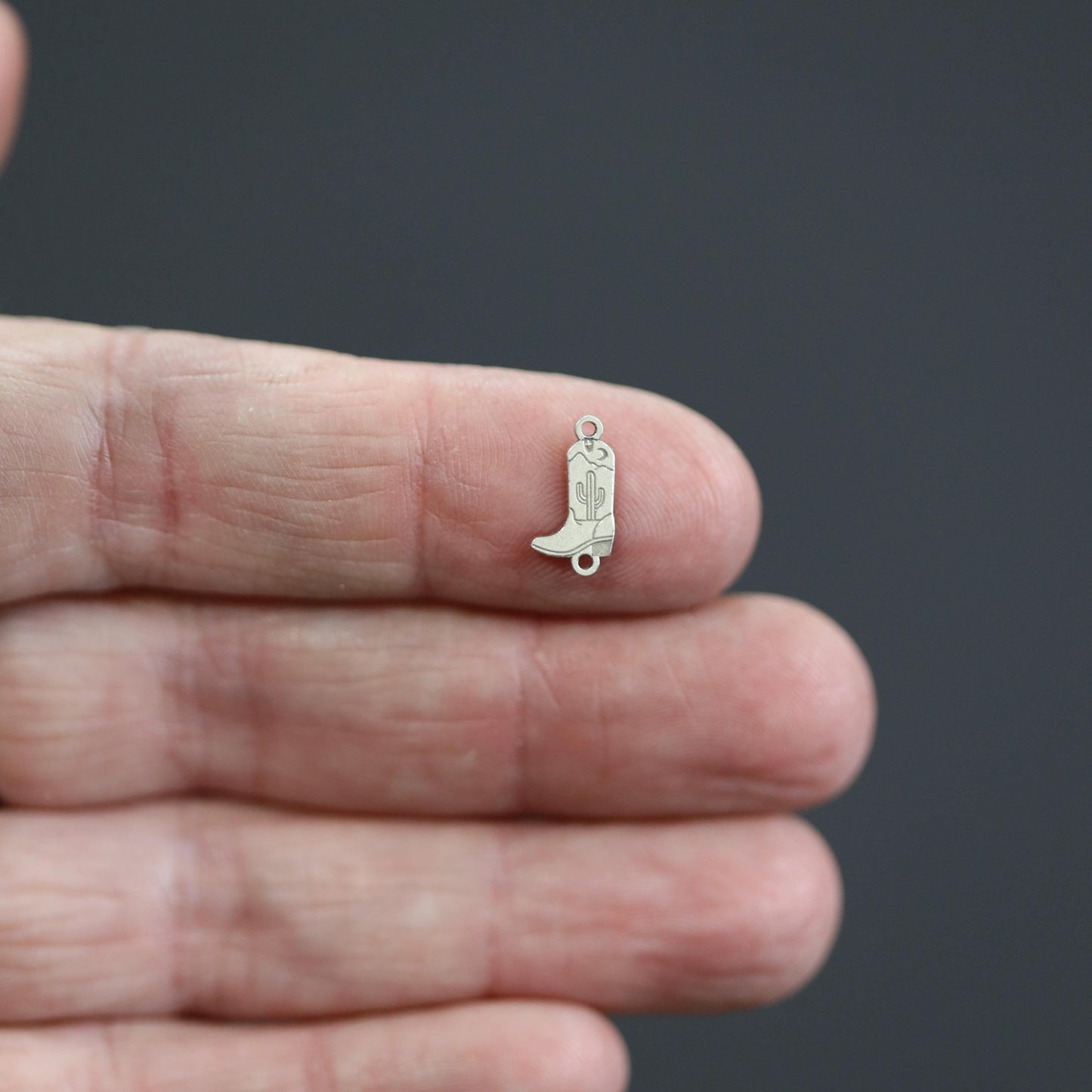 Sterling Silver Desert Cowboy Boot Connector • Western Jewelry Supplies • Cactus and Moon Charm Pendant • Western Sterling Findings