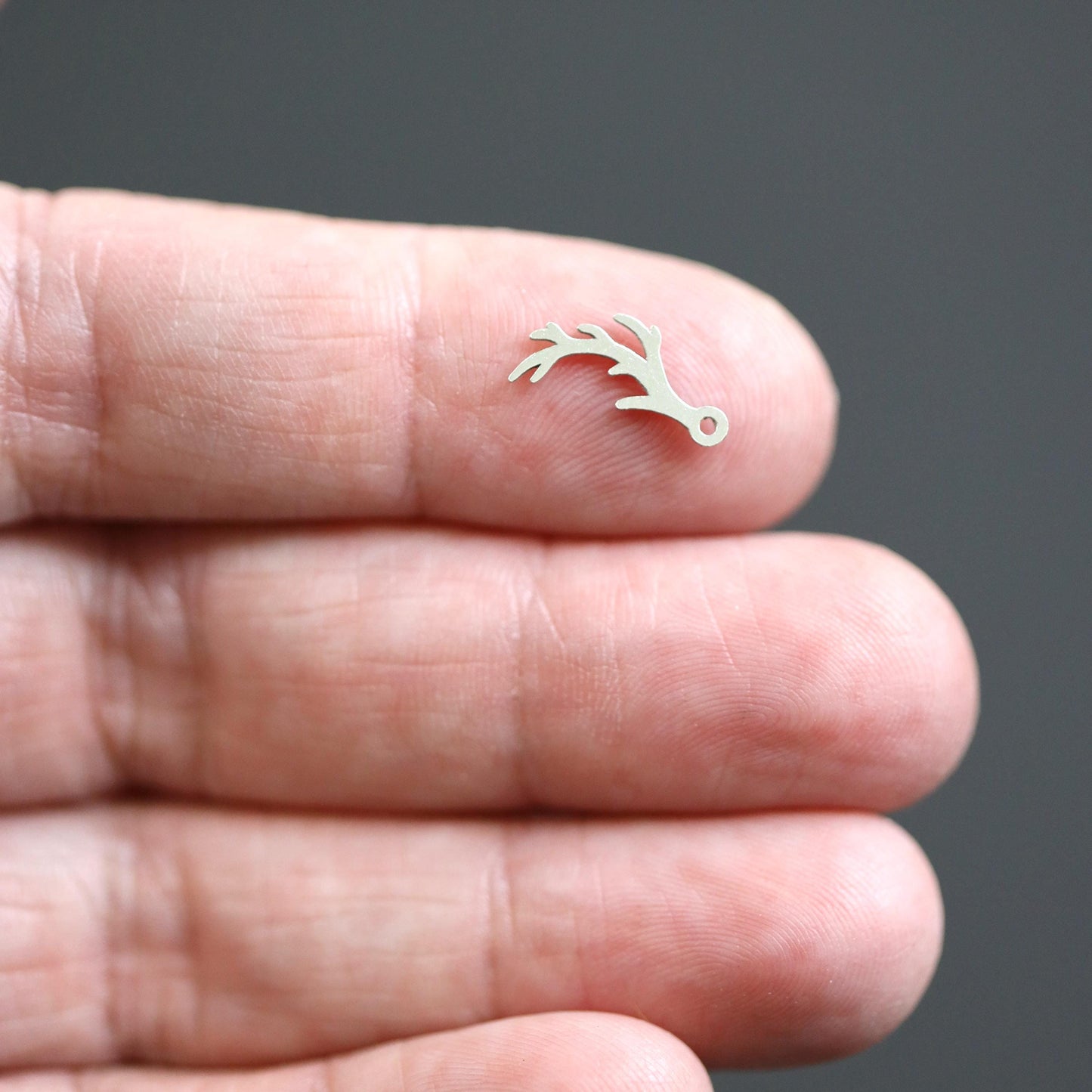 Sterling Silver Antler Dangle Charm • Deer Antler Jewelry Supplies • Rustic Pendant Connector • Sterling Silver Findings