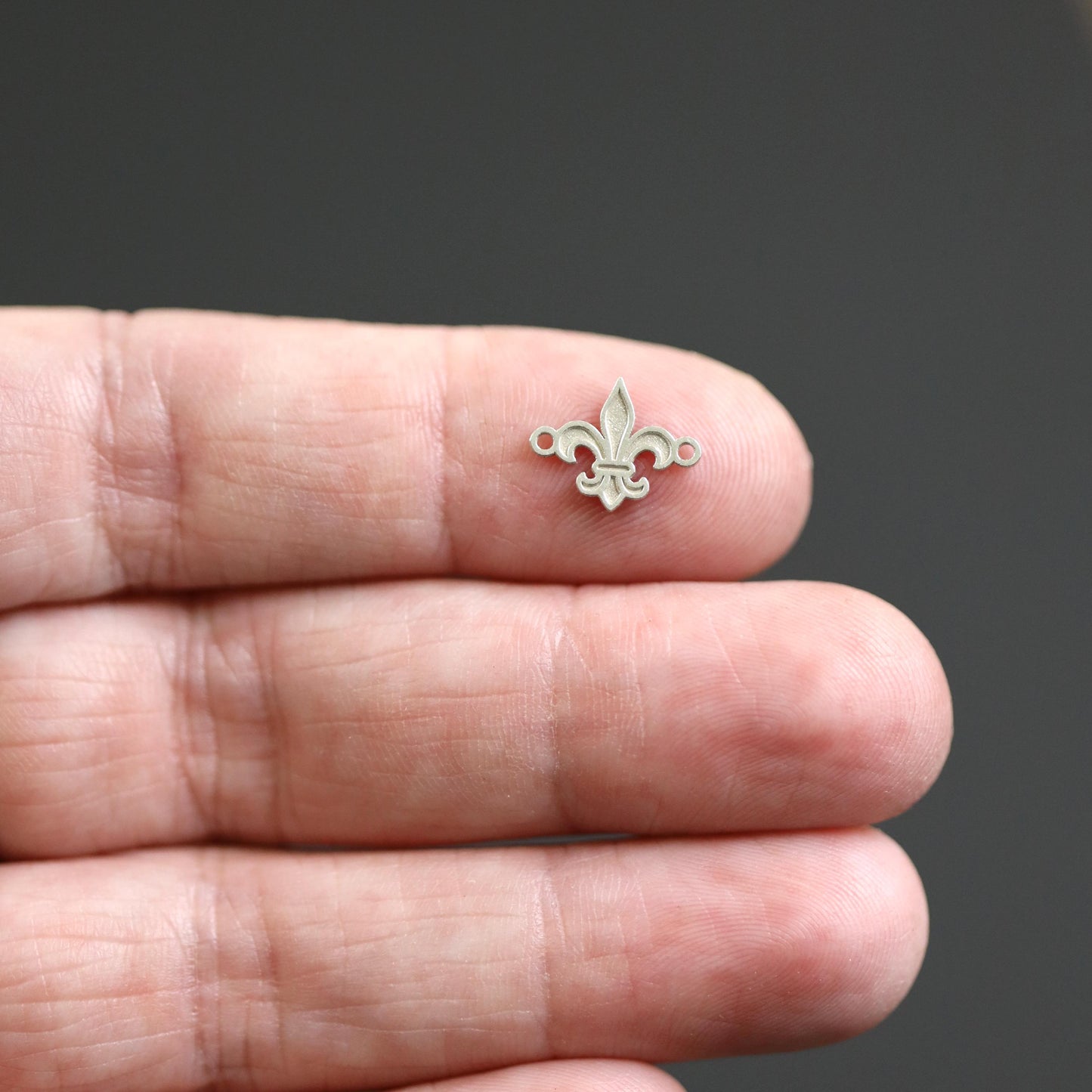 Sterling Silver Fleur De Lis Connector • French Symbol Jewelry Supplies • Charm Pendant Link • Sterling Silver Findings