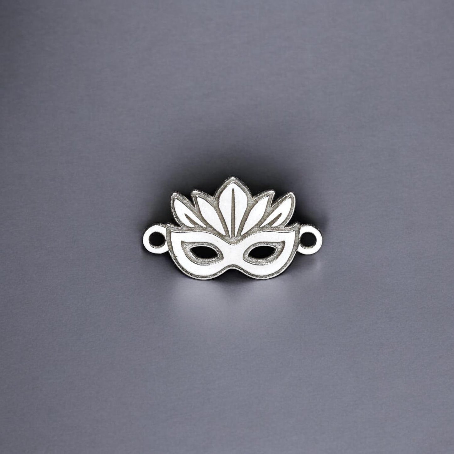 Sterling Silver Mardi Gras Mask Connector • NOLA Jewelry Supplies • Carnival Charm Pendant • Sterling Silver Findings