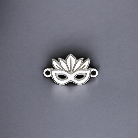 Sterling Silver Mardi Gras Mask Connector Charm • NOLA Jewelry Supplies • Carnival Charm Pendant • Sterling Silver Findings